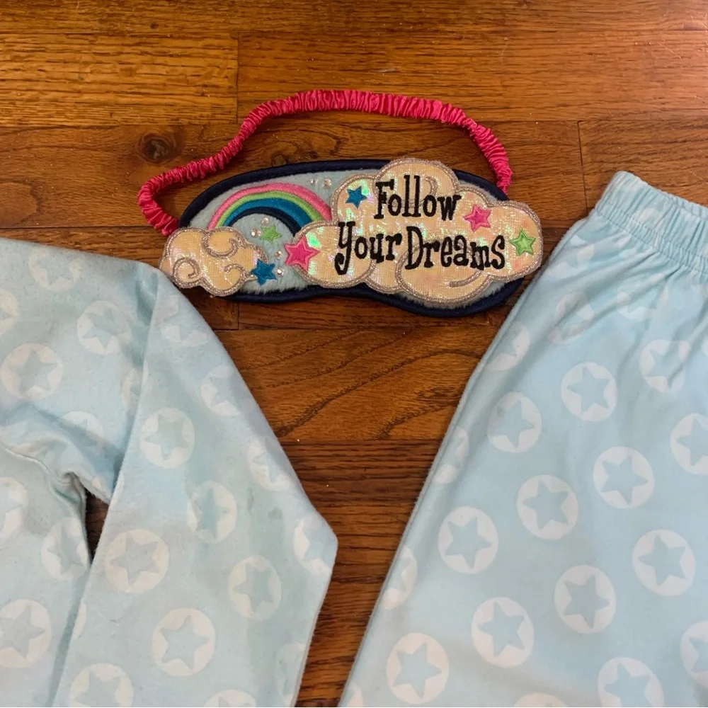 Girls St Eve 3 Pc Pajama Set Top Bottoms Eye Mask Rising Star Follow Your Dreams